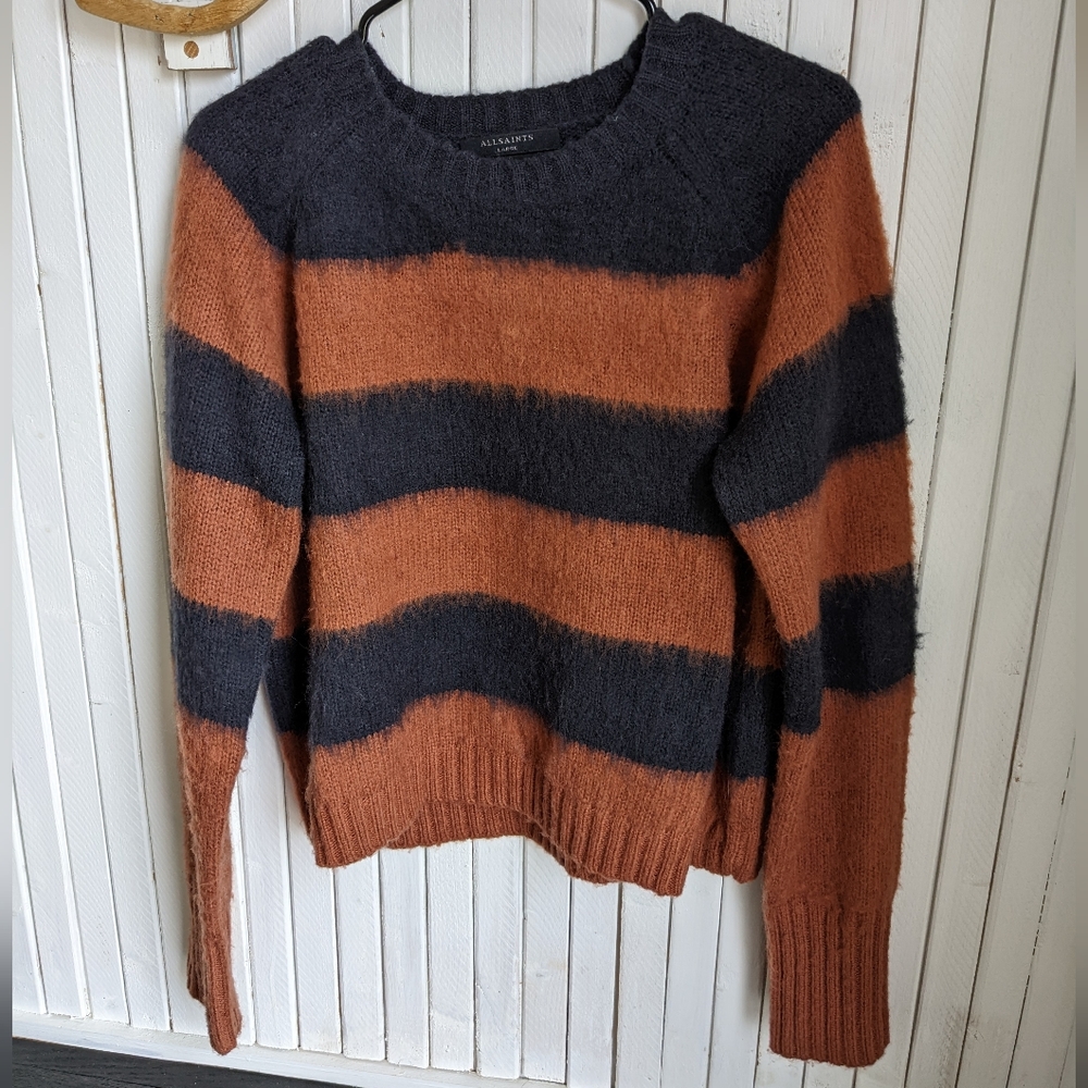 All saints lou striped jumper sweater nwot